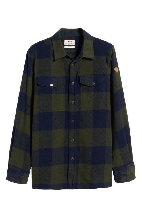 Fjall Raven Fjällräven Canada Buffalo Check Snap Front Shirt In Deep Forest-dark Navy