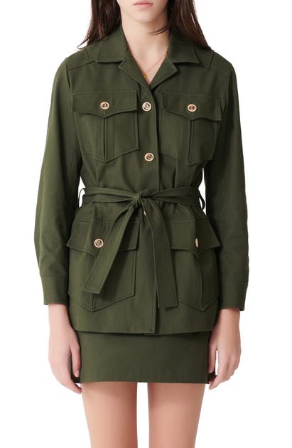 MAJE GUESNA MILITARY STRETCH COTTON JACKET,MFPOU00373