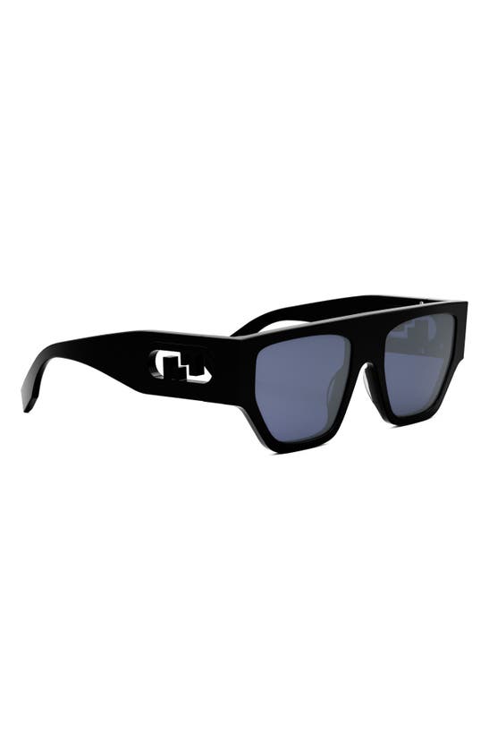 Shop Fendi ' O'lock 54mm Geometric Sunglasses In Shiny Black / Blue