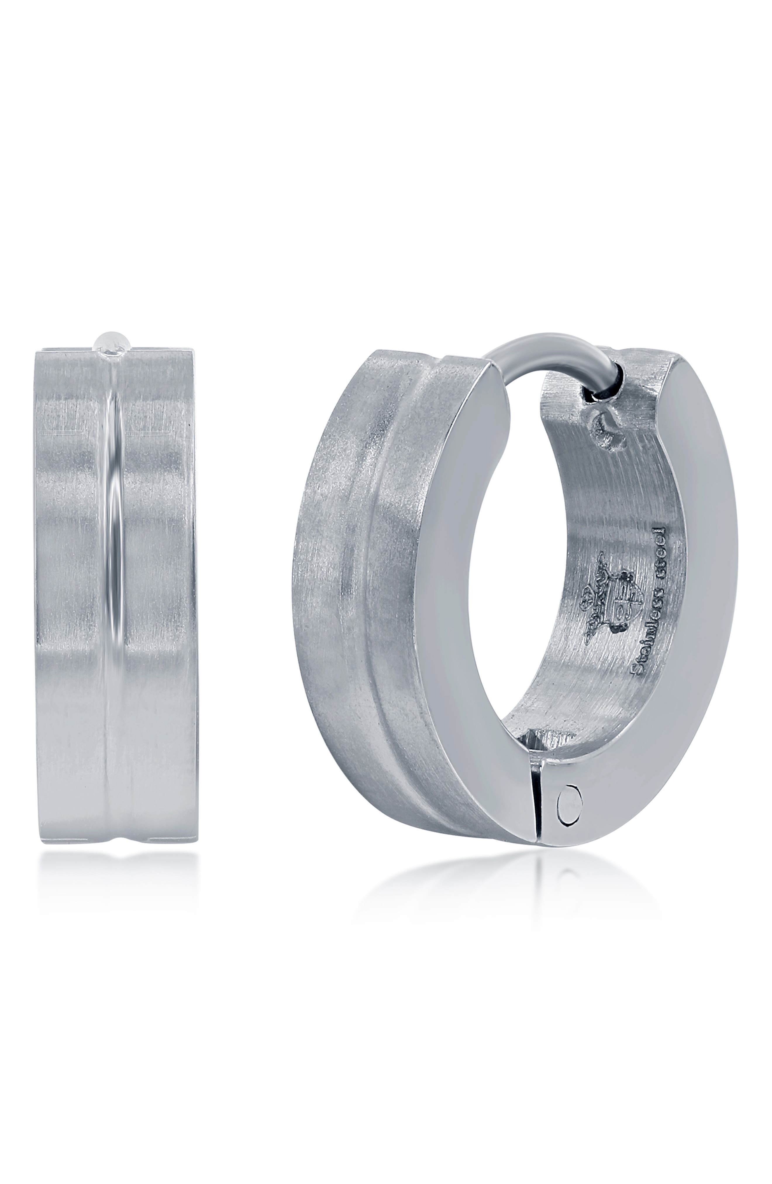 BLACKJACK Men's Brushed Huggie Hoop Earrings Nordstromrack