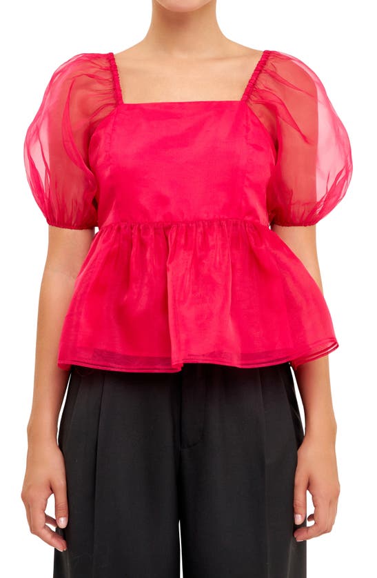 Shop English Factory Organza Peplum Top In Berry