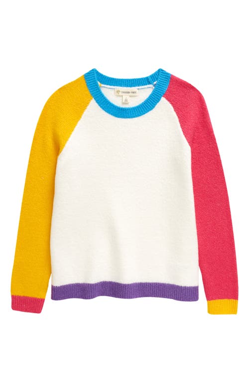 Tucker + Tate Kids' Colorblock Crewneck Sweater in Ivory Egret Block
