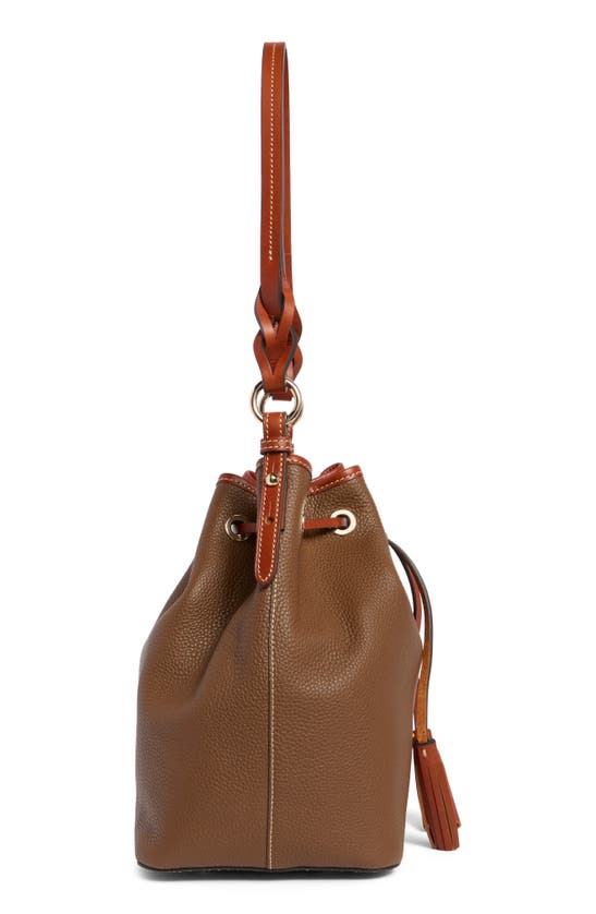 Shop Dooney & Bourke Tasha Leather Drawstring Shoulder Bag In Bark