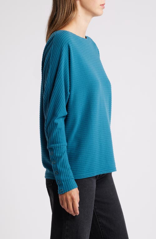 Shop Caslonr Caslon(r) Snap Cuff Dolman Sleeve Rib Top In Teal Coral