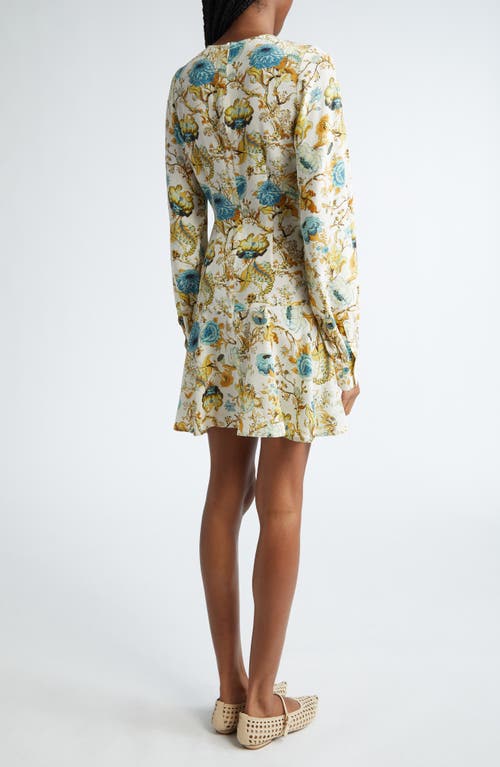 Shop Ulla Johnson Salima Ruffle Long Sleeve Silk Minidress In Floral