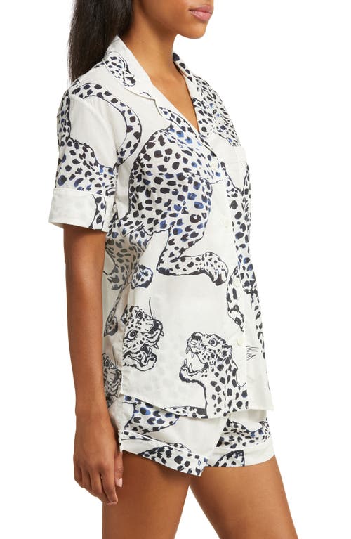 Shop Desmond & Dempsey Print Cotton Short Pajamas In Cream