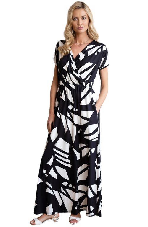 Shop Hotsquash London Clothing Faux-wrap Jersey Maxi Dress In Matisse Black/white