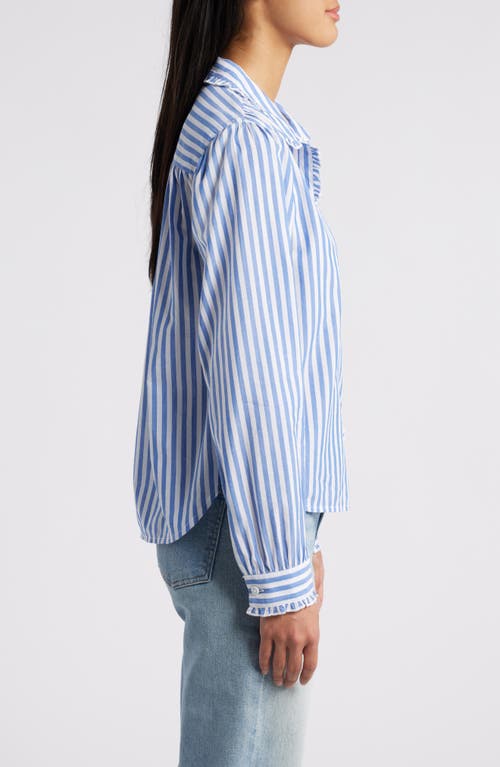 Beachlunchlounge Ciara Stripe Ruffle Trim Button-up Shirt In Bond Street