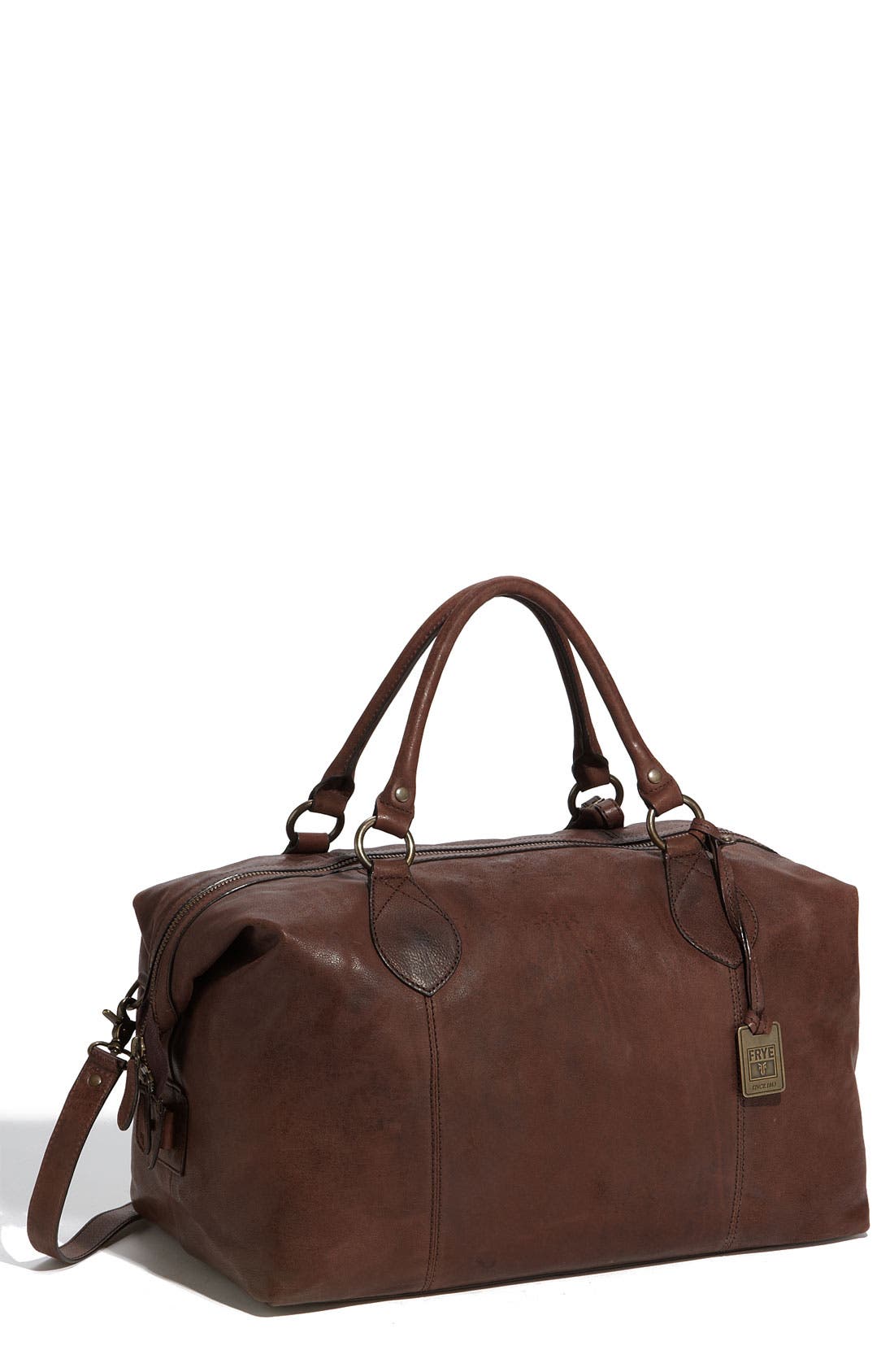 frye logan leather overnight bag