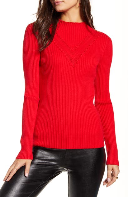 English Factory Mini Ruffle Sweater In Red