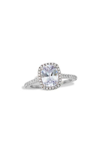 Savvy Cie Jewels Cushion Cut Halo Ring In White/silver