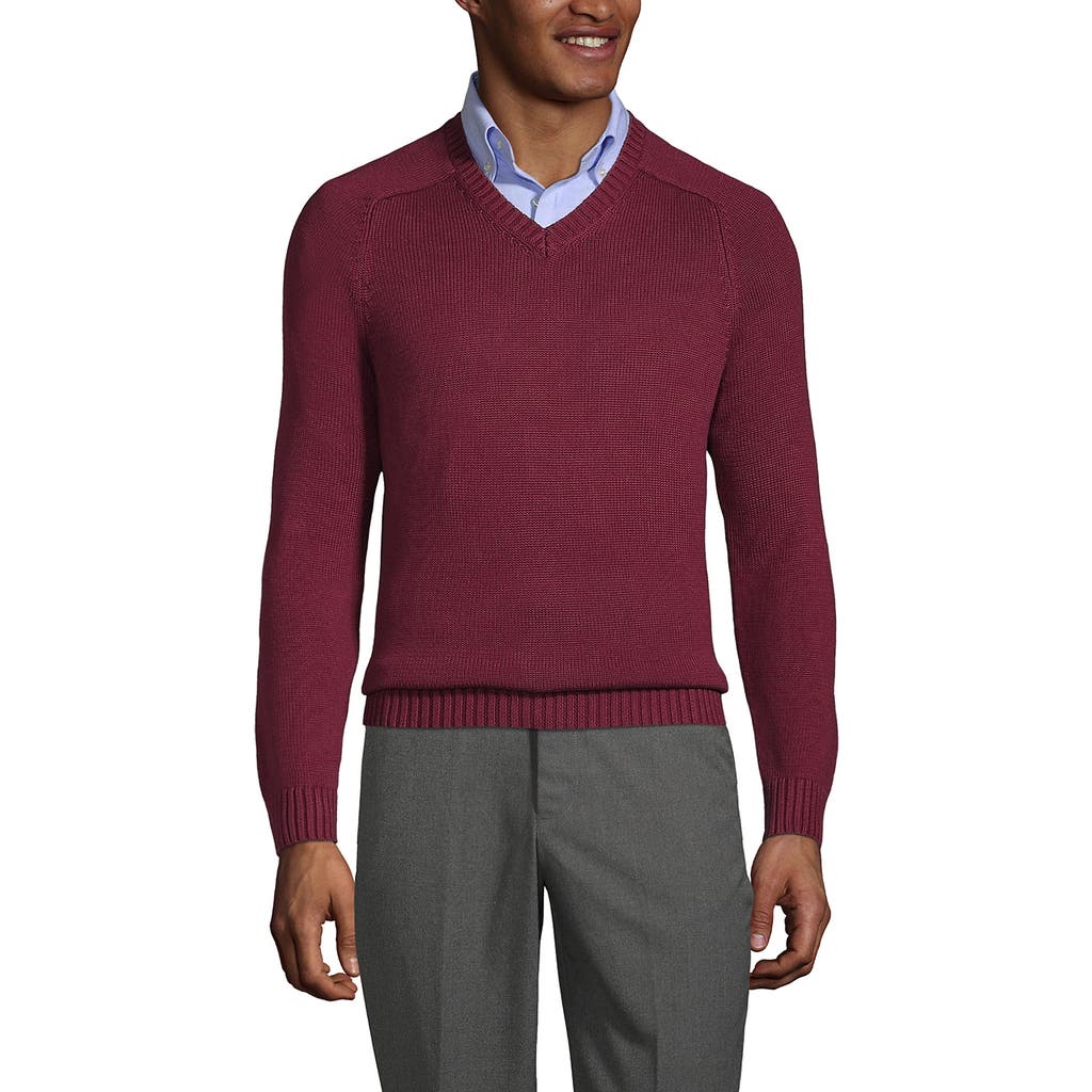 Lands' End School Uniform Young Cotton Modal V-neck Sweater In Burgundy