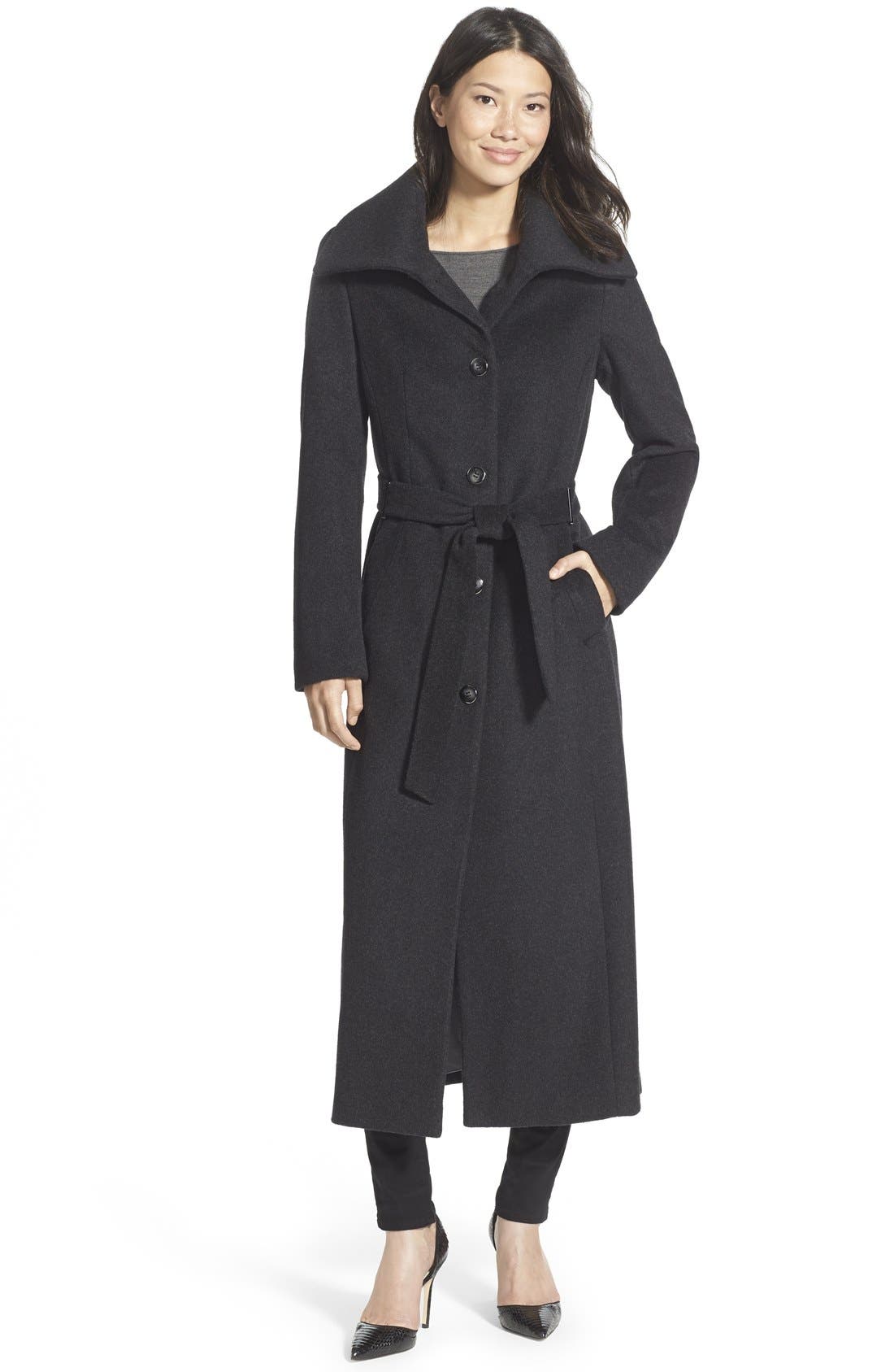 calvin klein belted wool coat