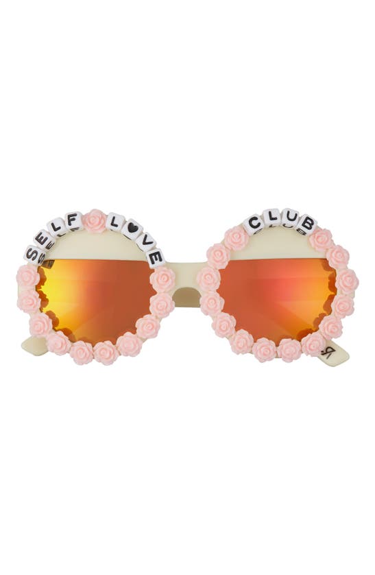 Rad + Refined Self Love Club Round Sunglasses In Pink/ Orange Mirrored