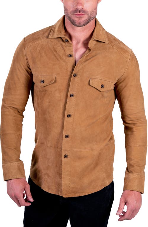 Comstock & Co. Bannock Suede Button-Up Shirt in Fawn