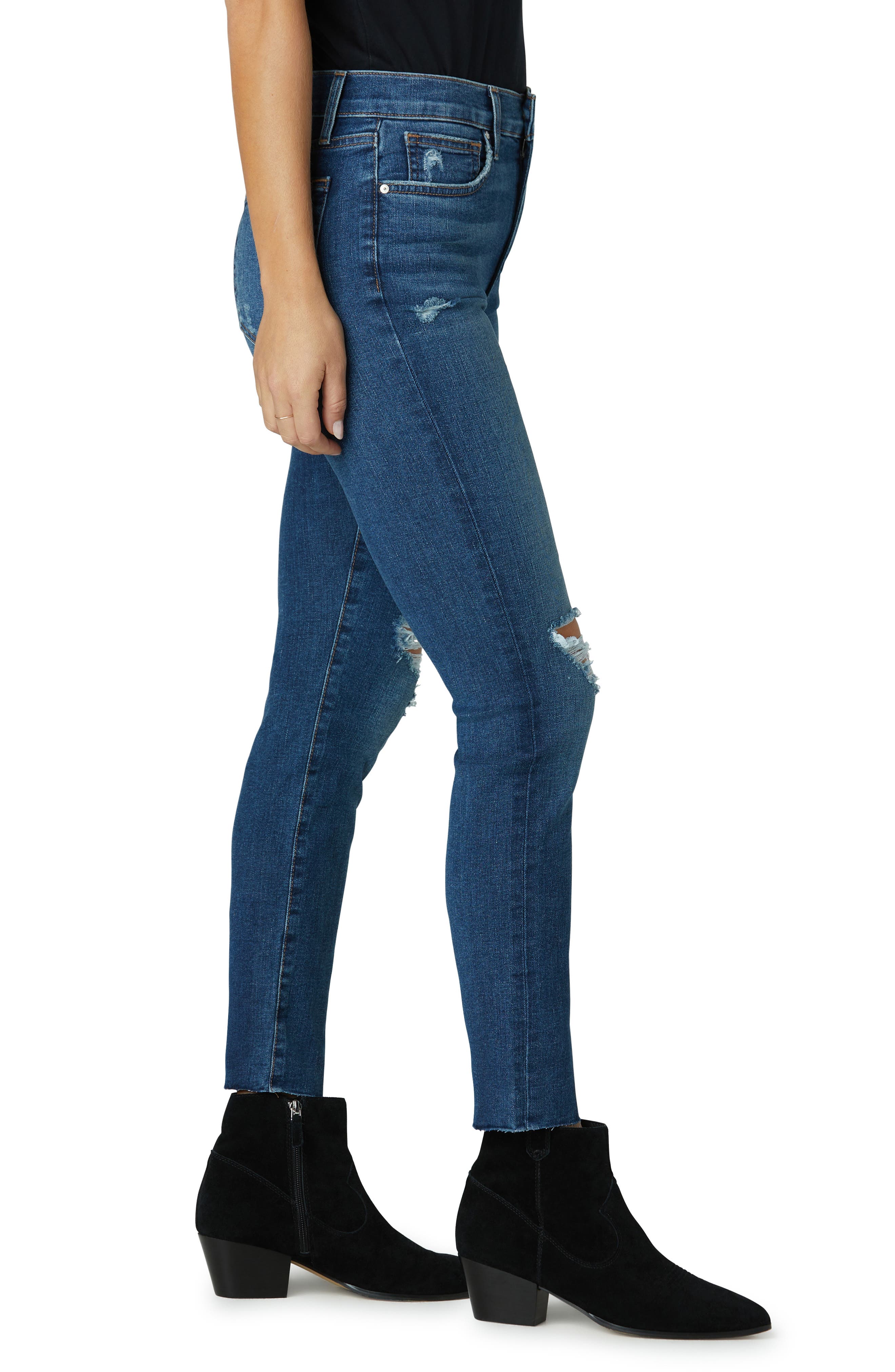 JEANS Curvy Skinny Ankle Raw Hem Jeans 