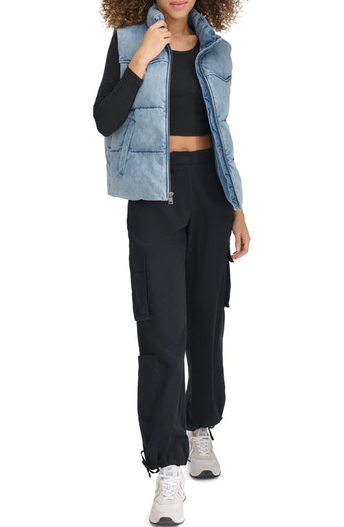 Shop Levi's Arcuate Denim Puffer Vest In Light Wash