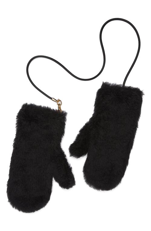 Shop Max Mara Ombrato Teddy Mitts In Black