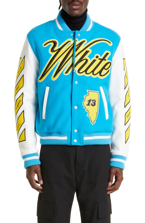 College Wool Blend Varsity Jacket in Multicoloured - Off White
