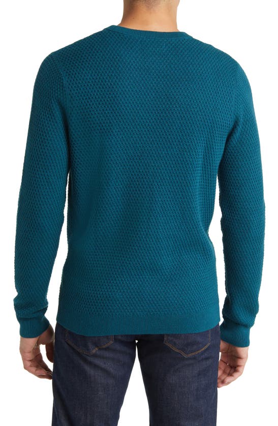 Nordstrom Popcorn Stitch Cotton Blend Crewneck Sweater In Teal Tapestry