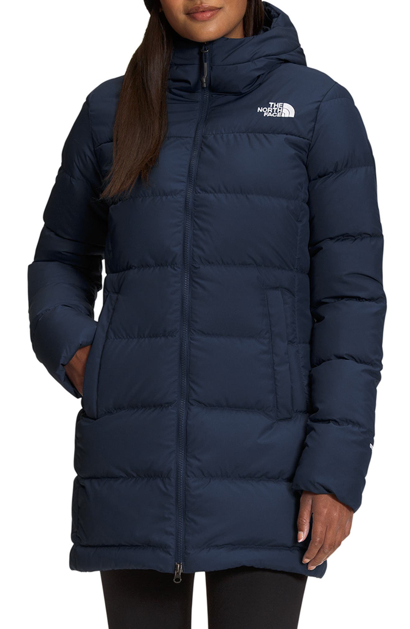 knee length packable puffer coat