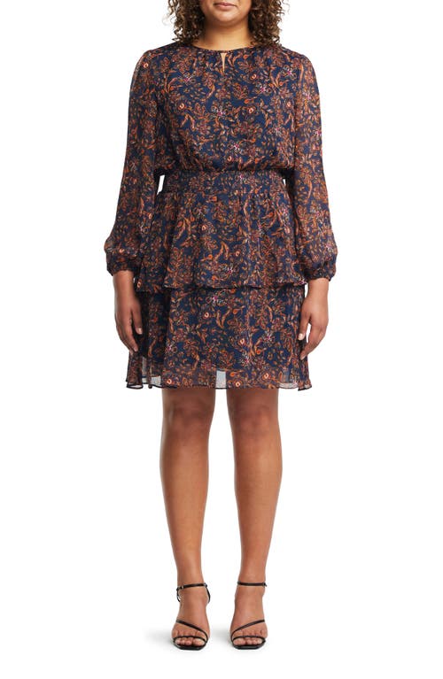 Estelle Rivington Floral Long Sleeve Tiered Dress In Multi