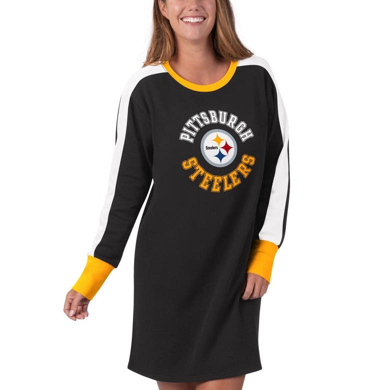 G-III 4Her by Carl Banks Women's Black Pittsburgh Steelers Hurry Up Offense  T-shirt Dress