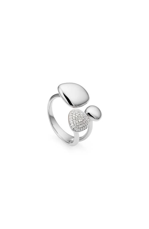 Monica Vinader Nura Pebble Cluster Diamond Ring In Silver/diamond