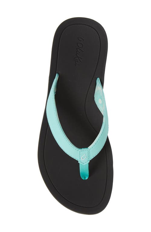 Shop Olukai Pio Lua Platform Flip Flop In Green Aqua/black