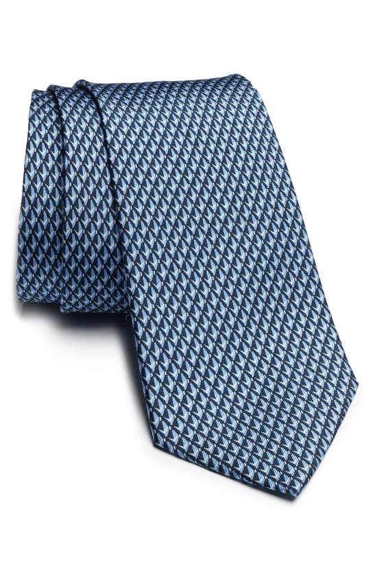 Shop Jack Victor Melbourne Geometric Print Silk Tie In Blue