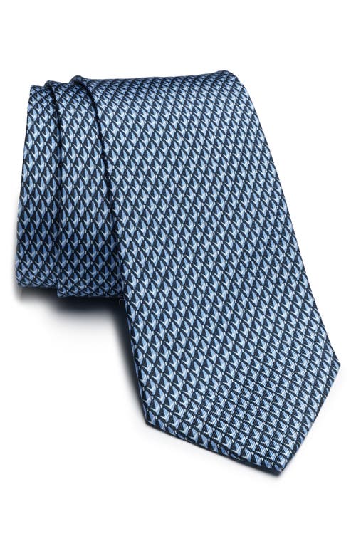 Melbourne Geometric Print Silk Tie in Blue