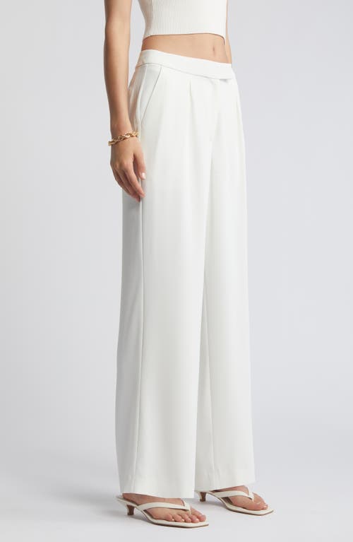 Shop Open Edit Pleated Wide Leg Pants In Ivory Cloud