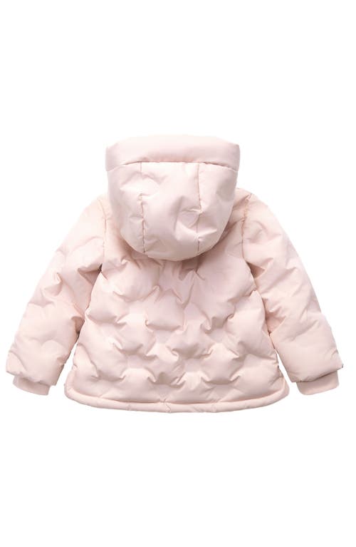 Shop Rokka&rolla Baby Fleece Lined Heart Pattern Puffer Jacket In Pink