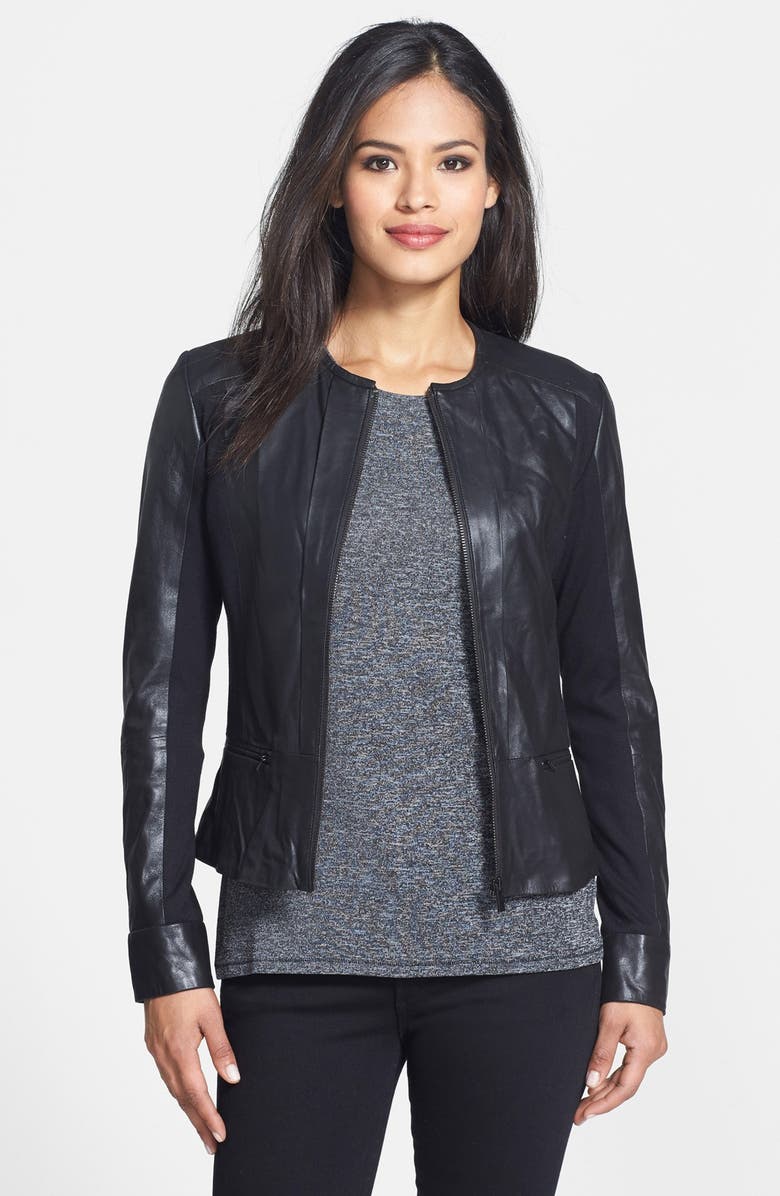 LaMarque Leather & Knit Moto Jacket | Nordstrom