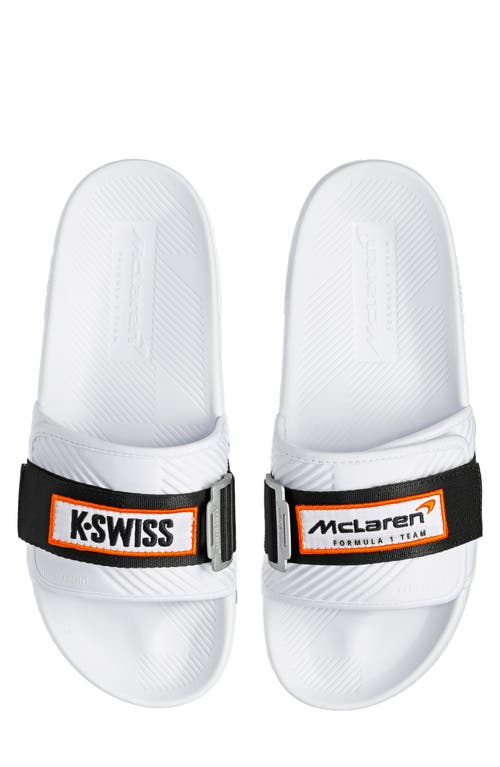 Shop K-swiss X Mclaren Slide Sandal In White/black