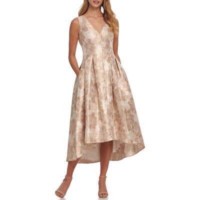 Eliza J Sleeveless Metallic Jacquard Ballgown, Metallic