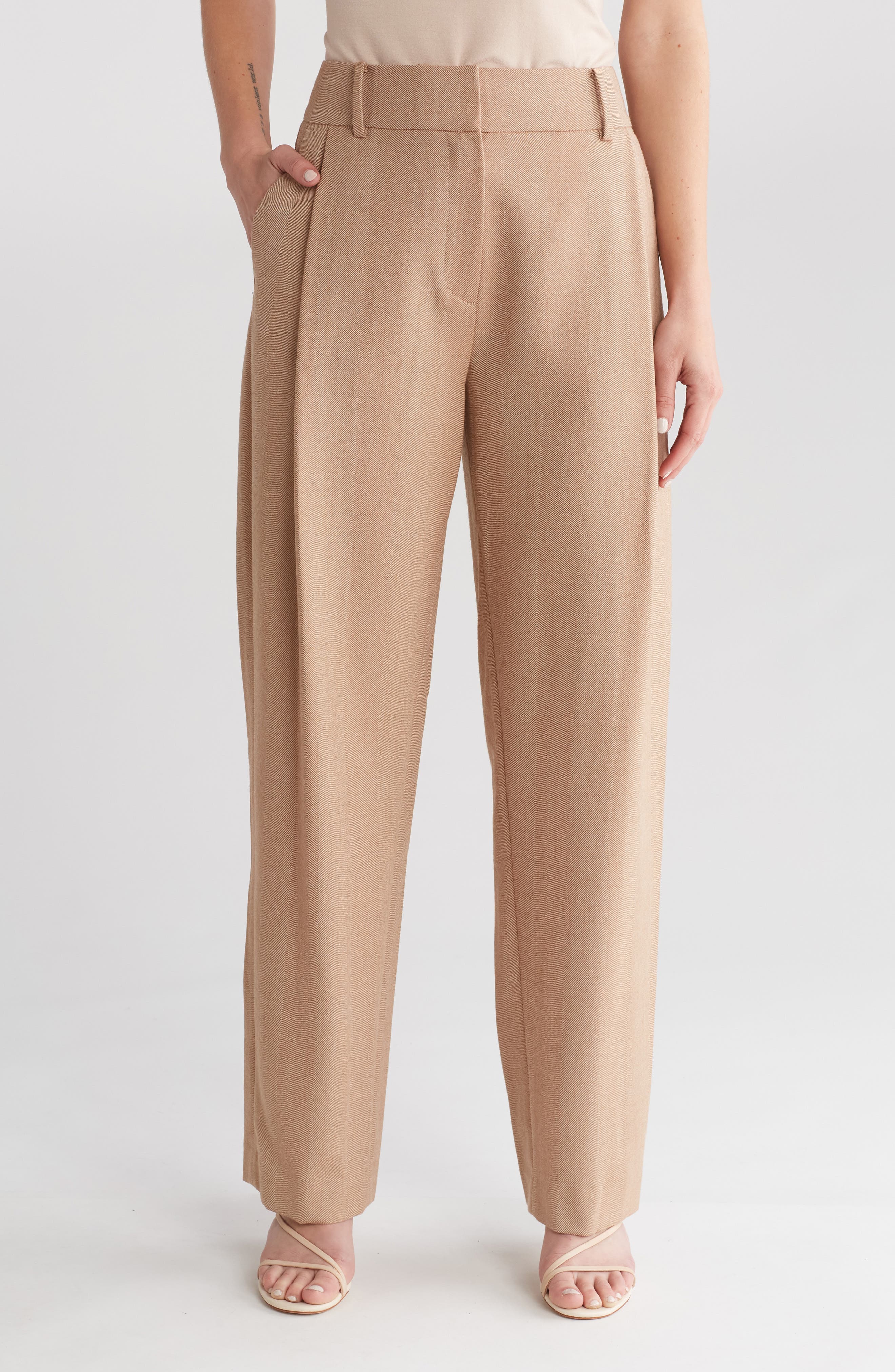 High-rise wool-blend pants