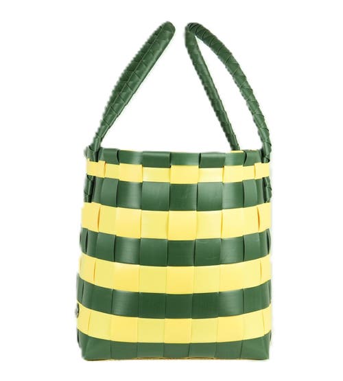 Handed By Paris Spirit Recycled Tote Bags In Forest Green/sunflower Yellow