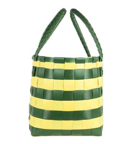 Shop Handed By Paris Spirit Recycled Tote Bags In Forest Green/sunflower Yellow