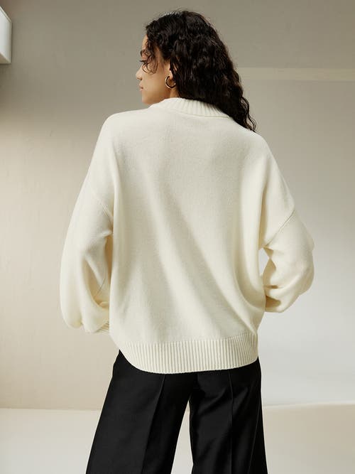 Shop Lilysilk Drop Shoulder Wool Sweater In White