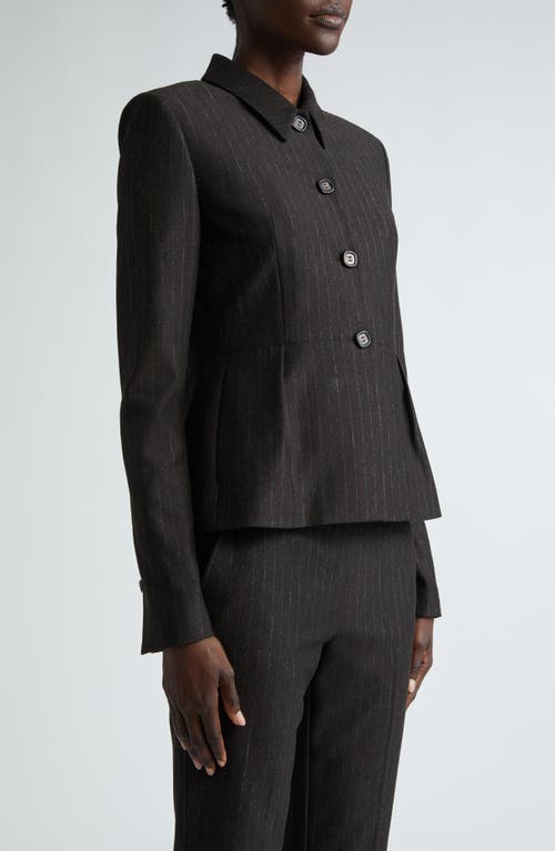 Shop St John St. John Collection Pinstripe Jersey Peplum Jacket In Mocha