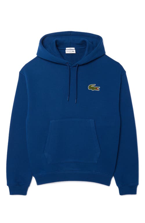 Shop Lacoste Loose Fit Cotton French Terry Hoodie In Globe