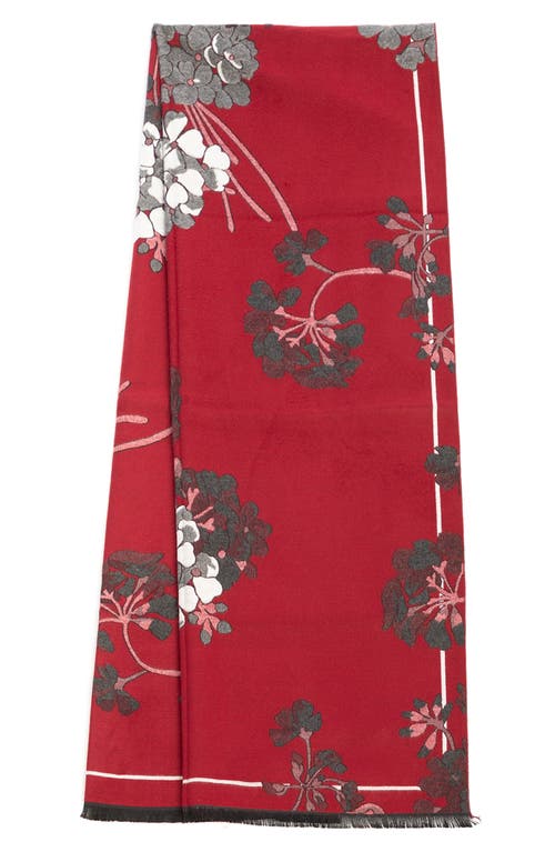 Saachi Floral Reversible Scarf In Grey/red/pink