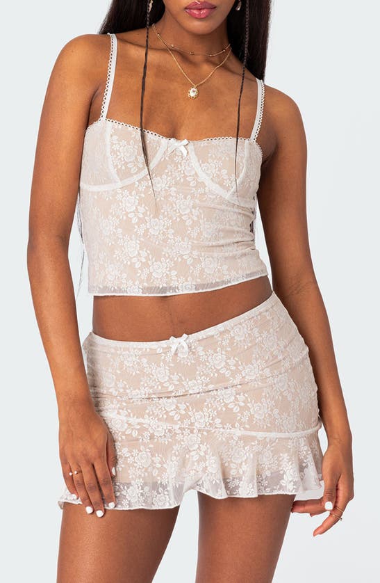 Edikted Maria Floral Lace Corset Camisole In White