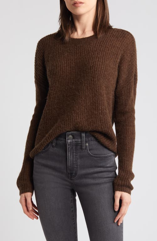 Shop Madewell Ribbed Crewneck Sweater In Heather Cocoa