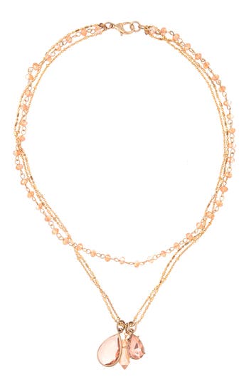 Shop Zaxie By Stefanie Taylor Crystal Charm Layered Necklace In Gold