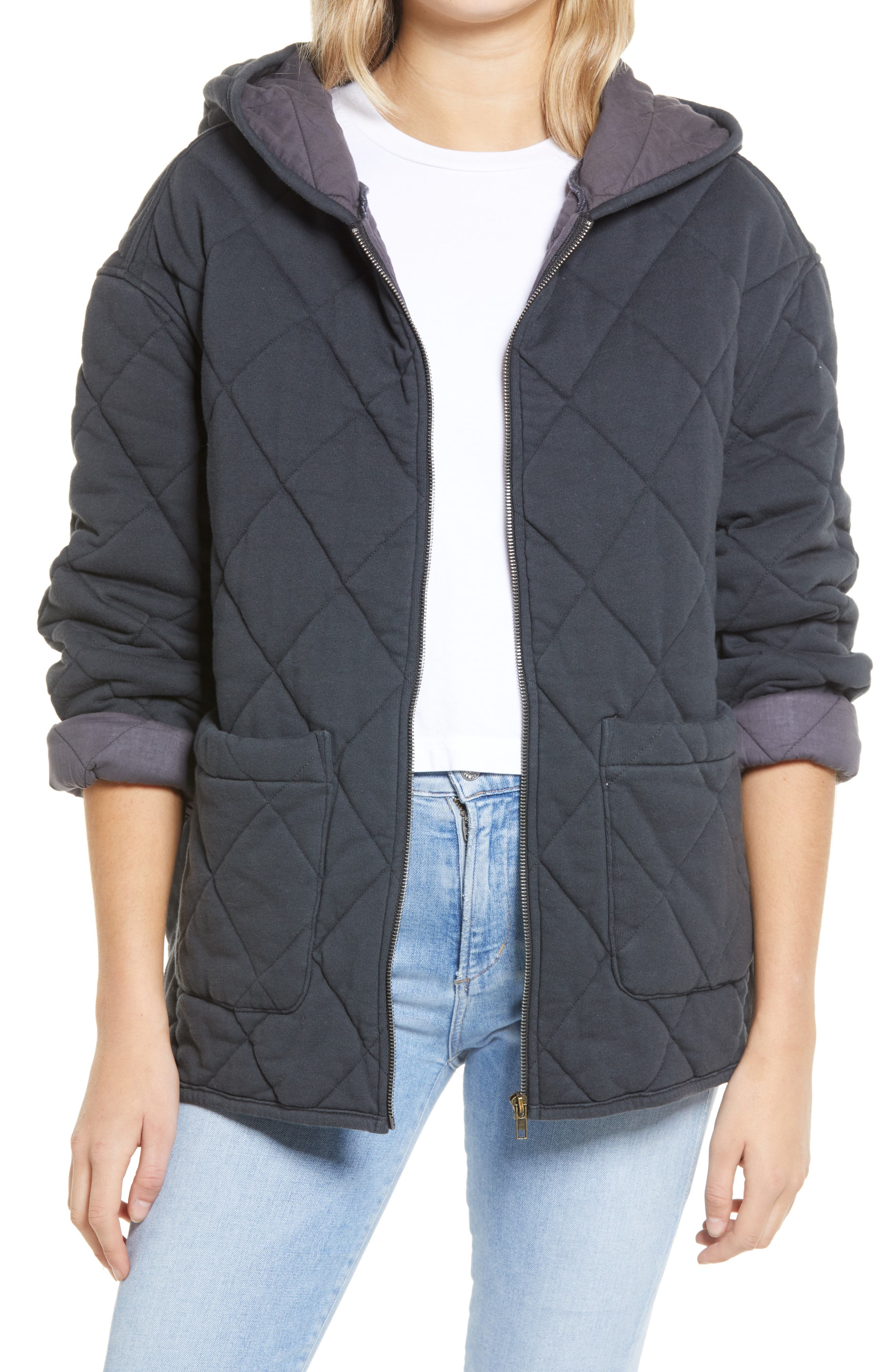 womens quilted jacket with hood