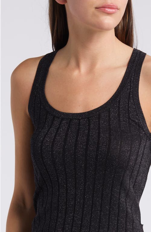 Shop Mango Metallic Rib Sweater Tank In Black