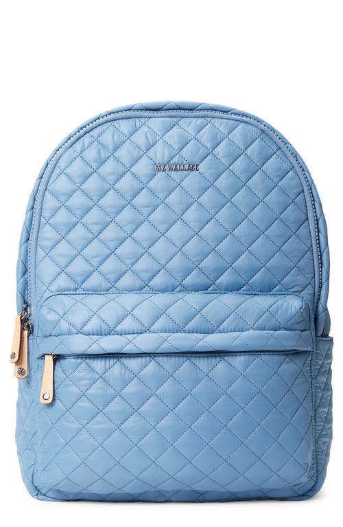 Metro Quilted Nylon Backpack in Medium Blue