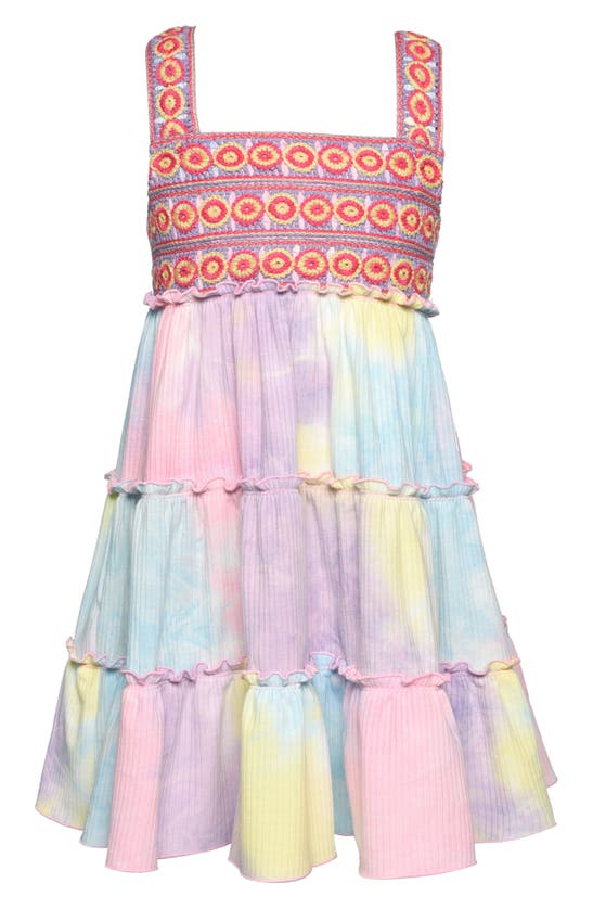 Hannah Banana Kids' Mix Print Tiered Dress In Multi